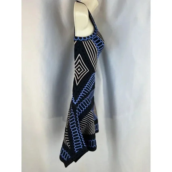 Herve Leger Margeaux Blue Black Jacquard Bandage Dress $1750